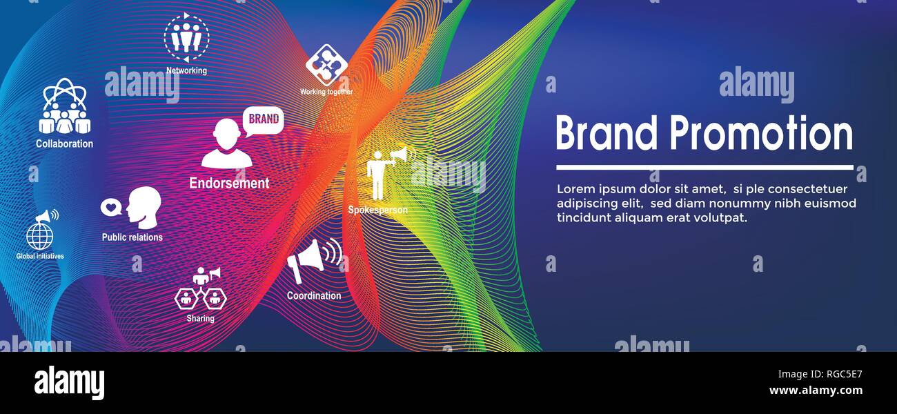 Public Relations Web Header Banner & Icon Set with brand awareness ...
