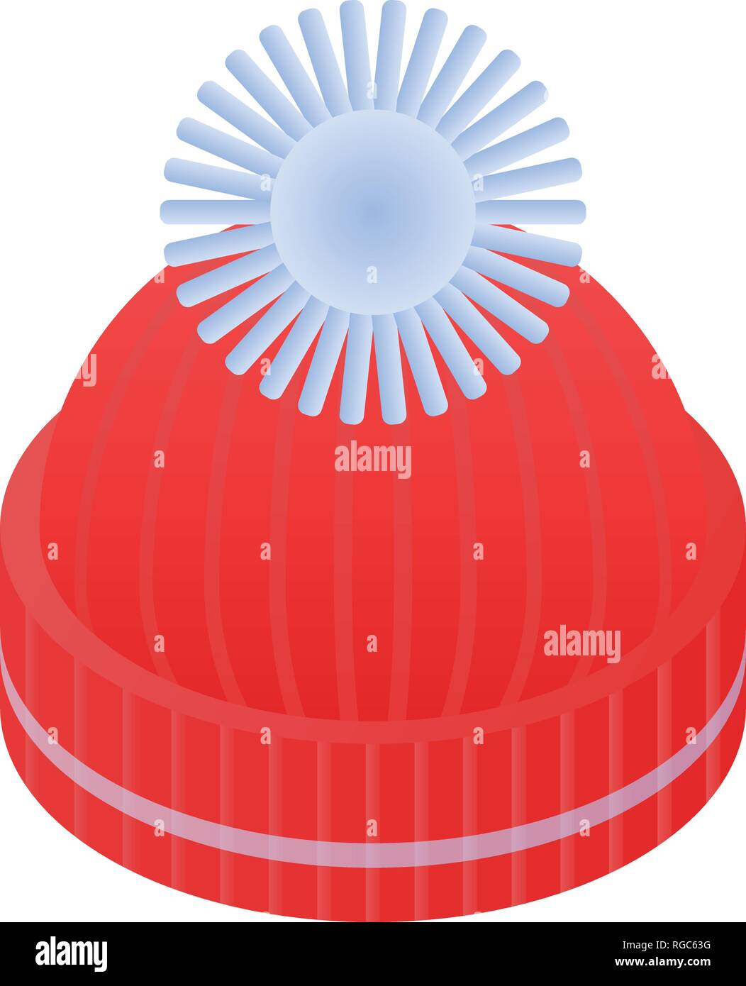Red winter hat icon, isometric style Stock Vector