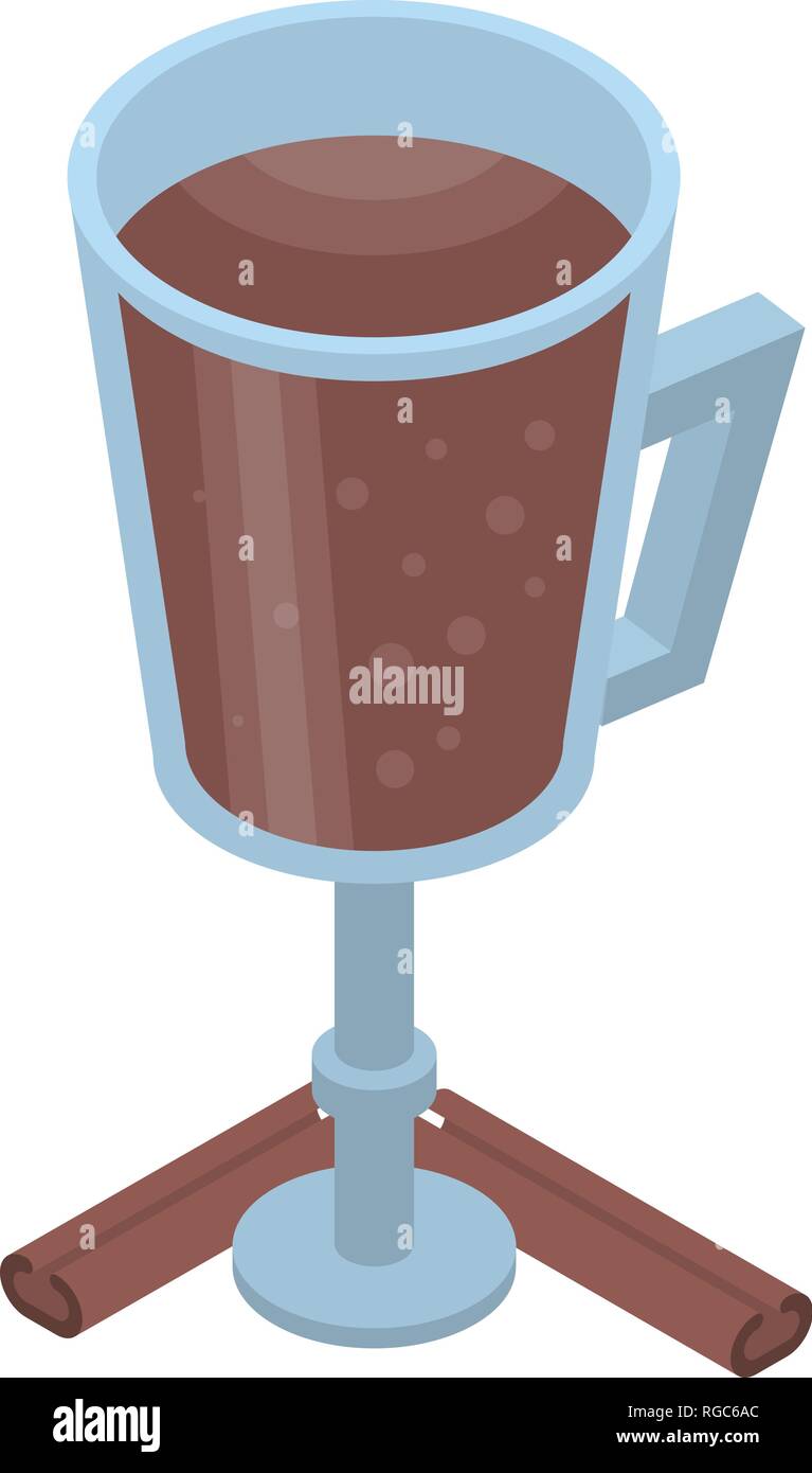 Mulled wine glass icon, isometric style Stock Vector