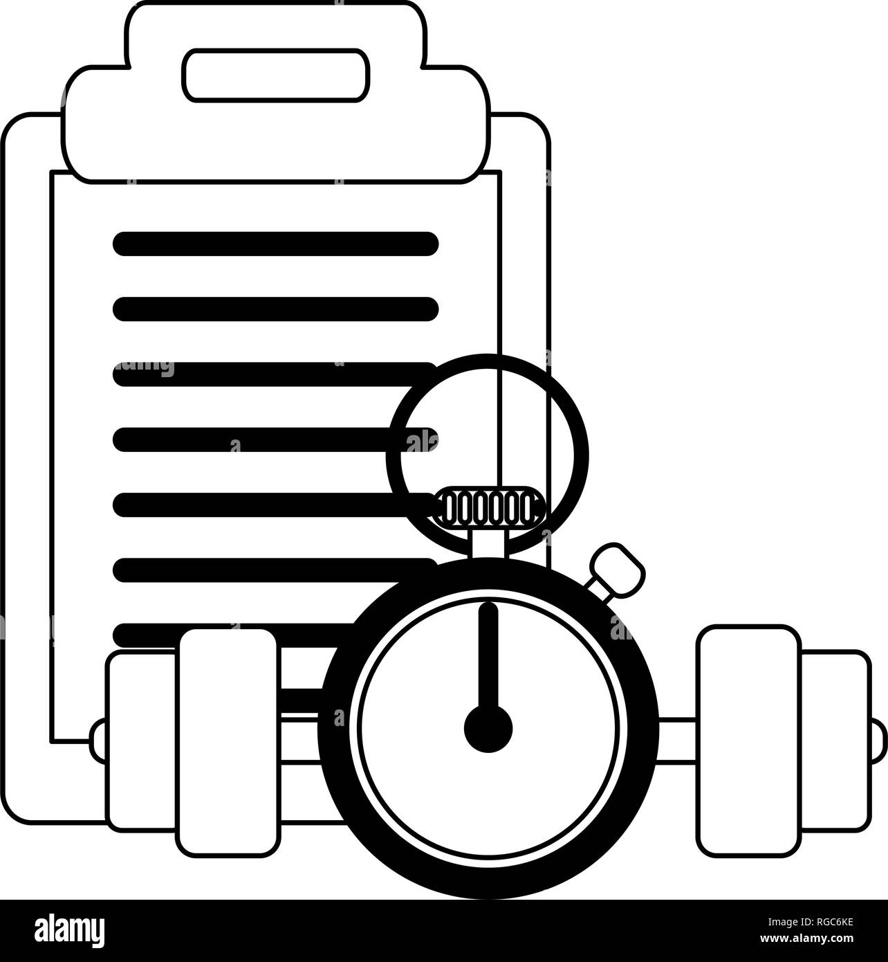 Fitness and healthy lifestyle black and white Stock Vector Image & Art ...