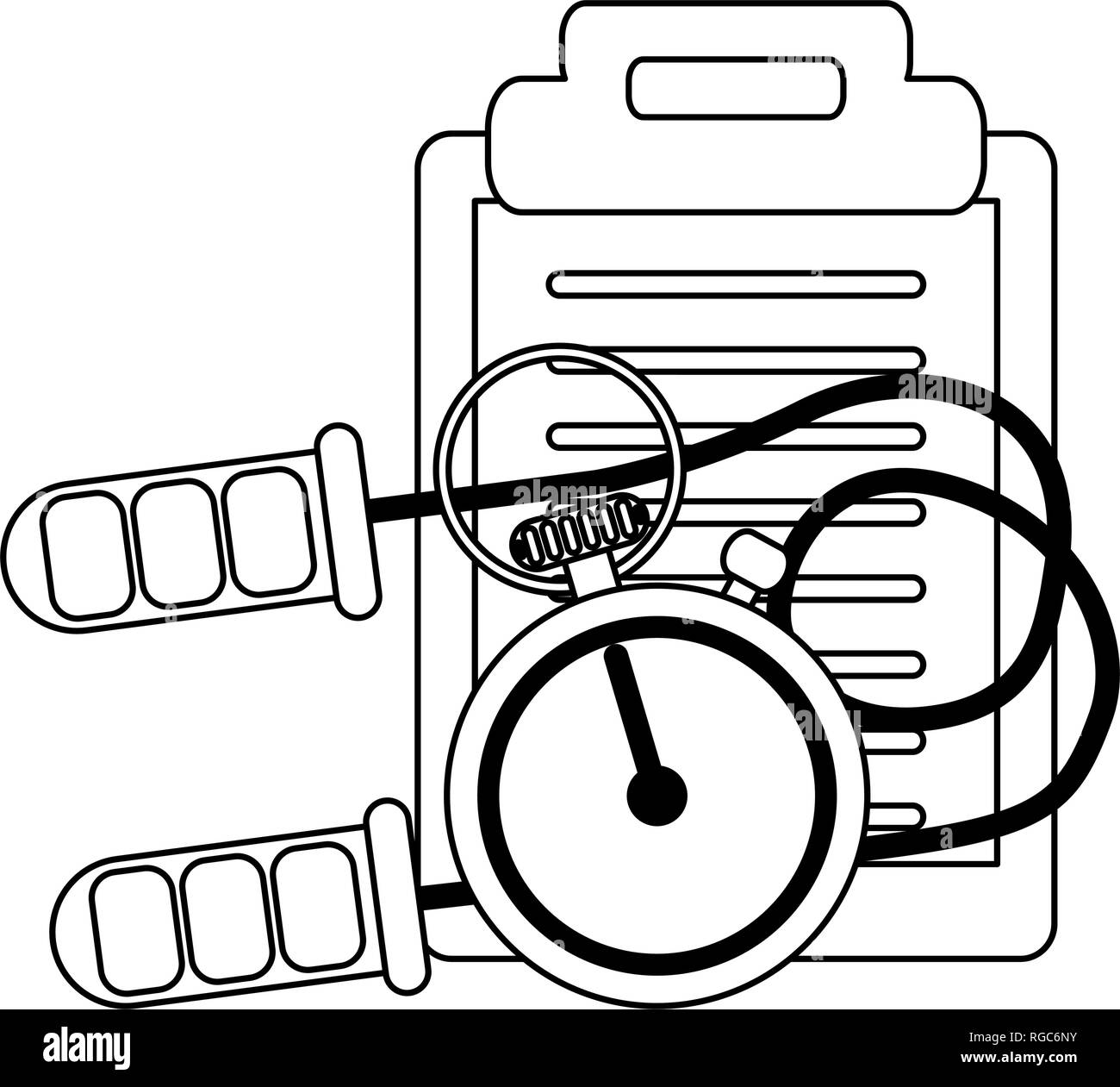 Fitness and healthy lifestyle black and white Stock Vector Image & Art ...