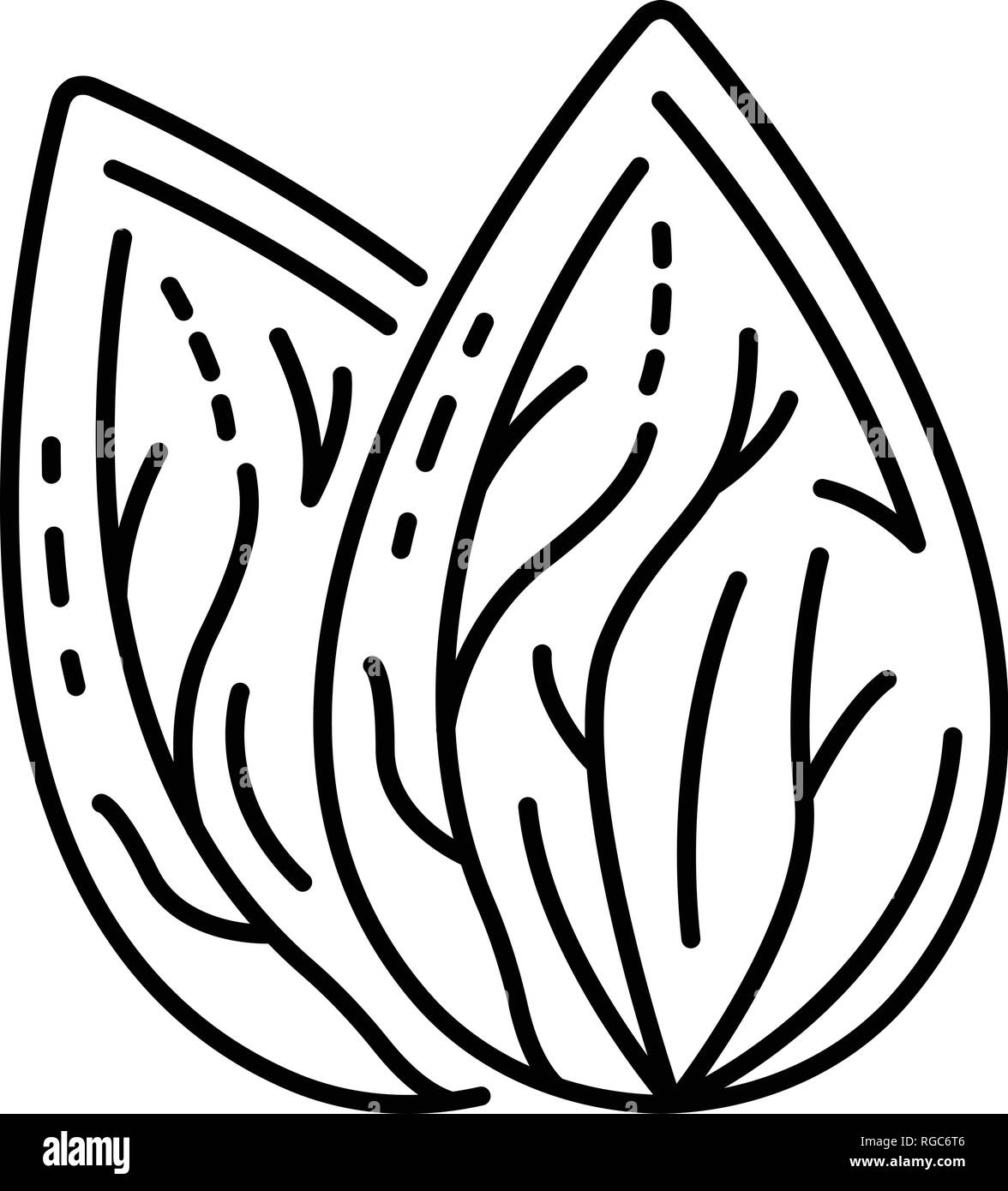 Fresh almond nut icon, outline style Stock Vector