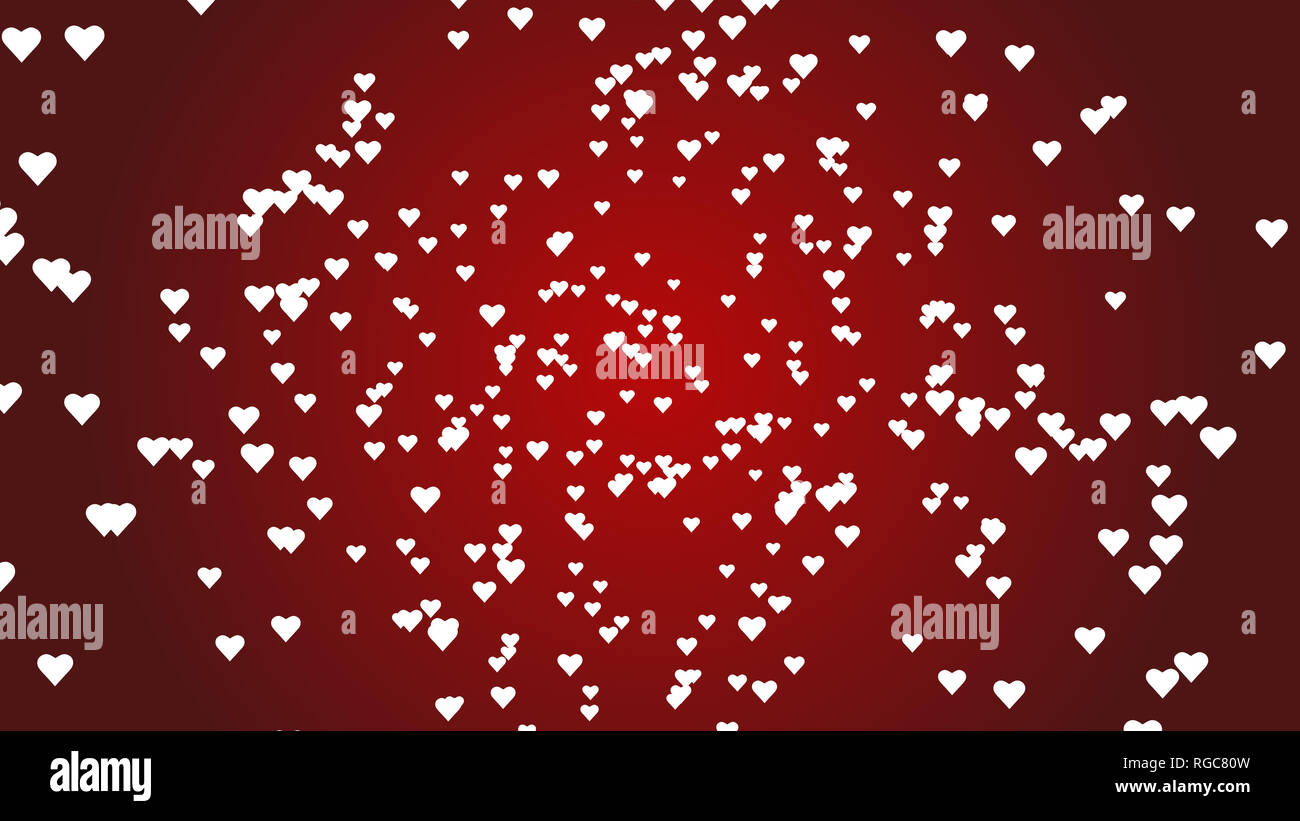 Valentines day concept- red bacground with floating white hearts ...