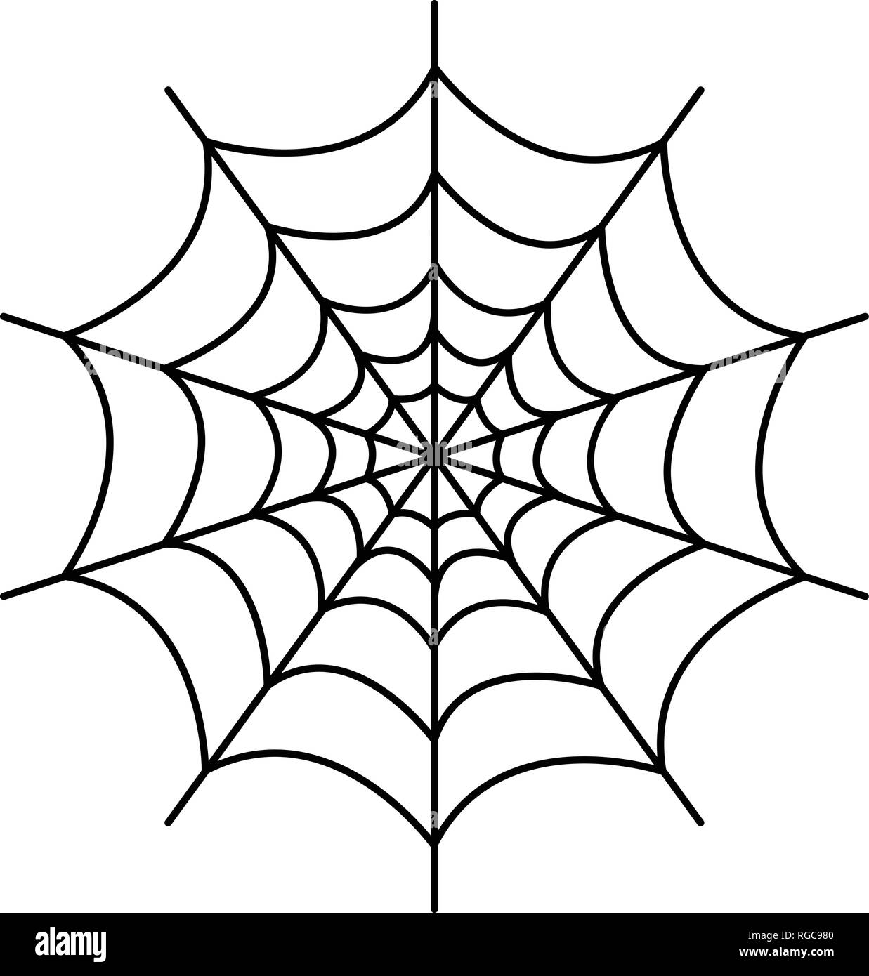Symmetrical spider web icon, outline style Stock Vector Image