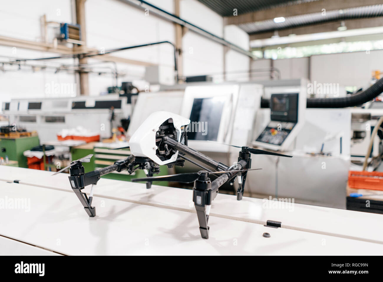 Drone in workshop of a hightech enterprise Stock Photo