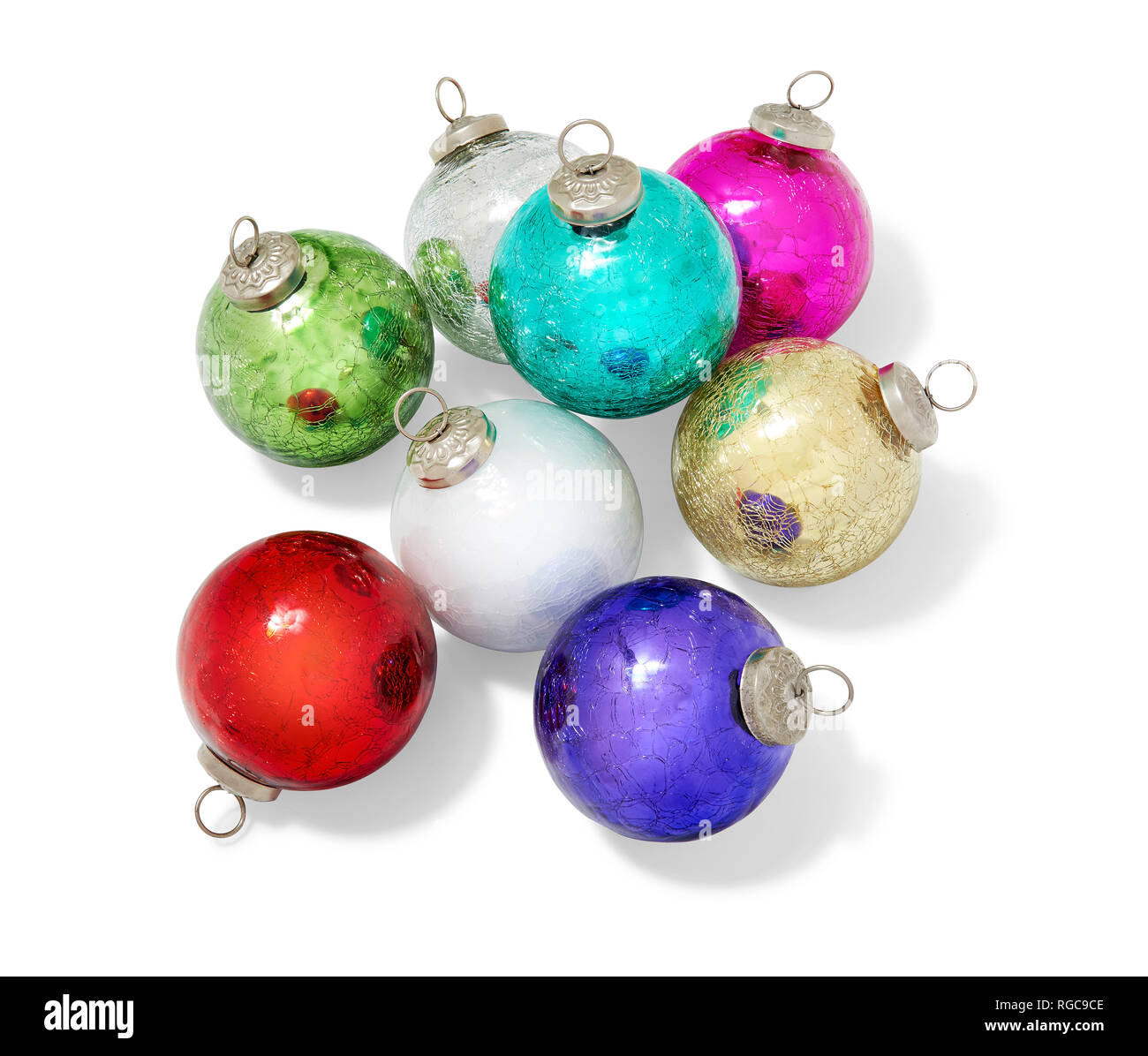 Glass Christmas ornaments made by children including clear star ornament  filled with sparkly pom poms Stock Photo - Alamy