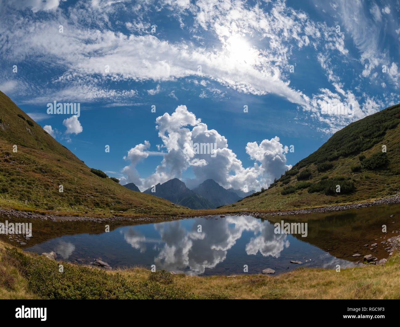 Italy, Lombardy, Bergamasque Alps, Mountain lake, Mount Camino Stock Photo