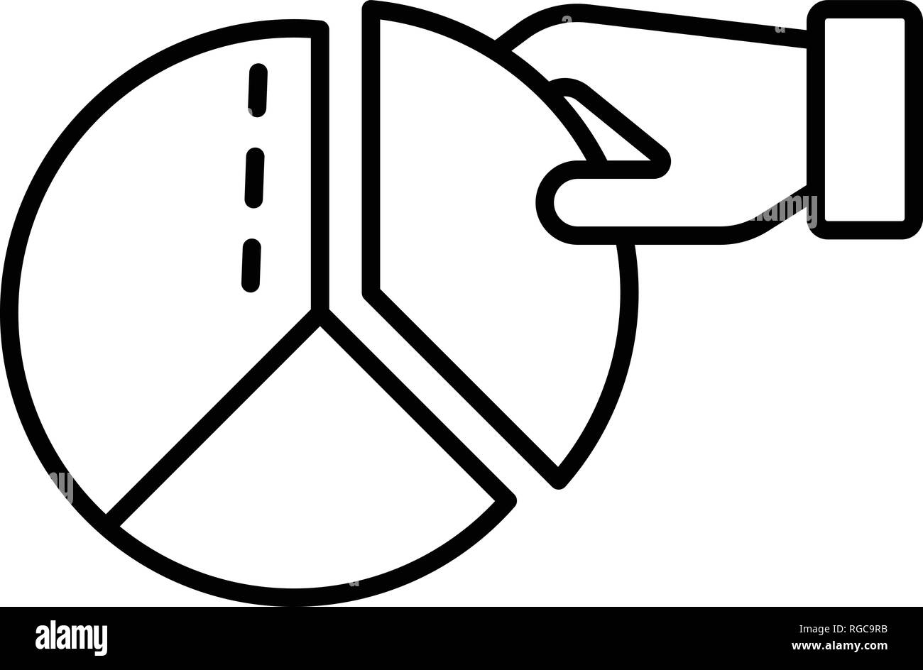 Hand take part from pie chart icon, outline style Stock Vector Image ...