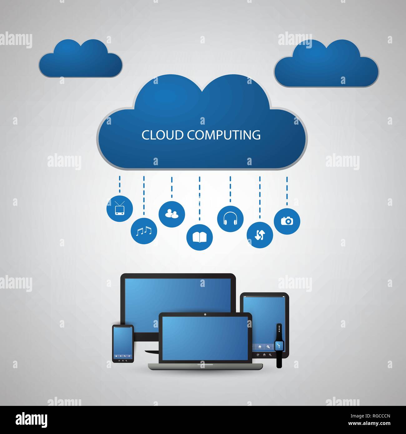 Abstract Modern Blue Cloud Computing, Technology, Digital Communication ...