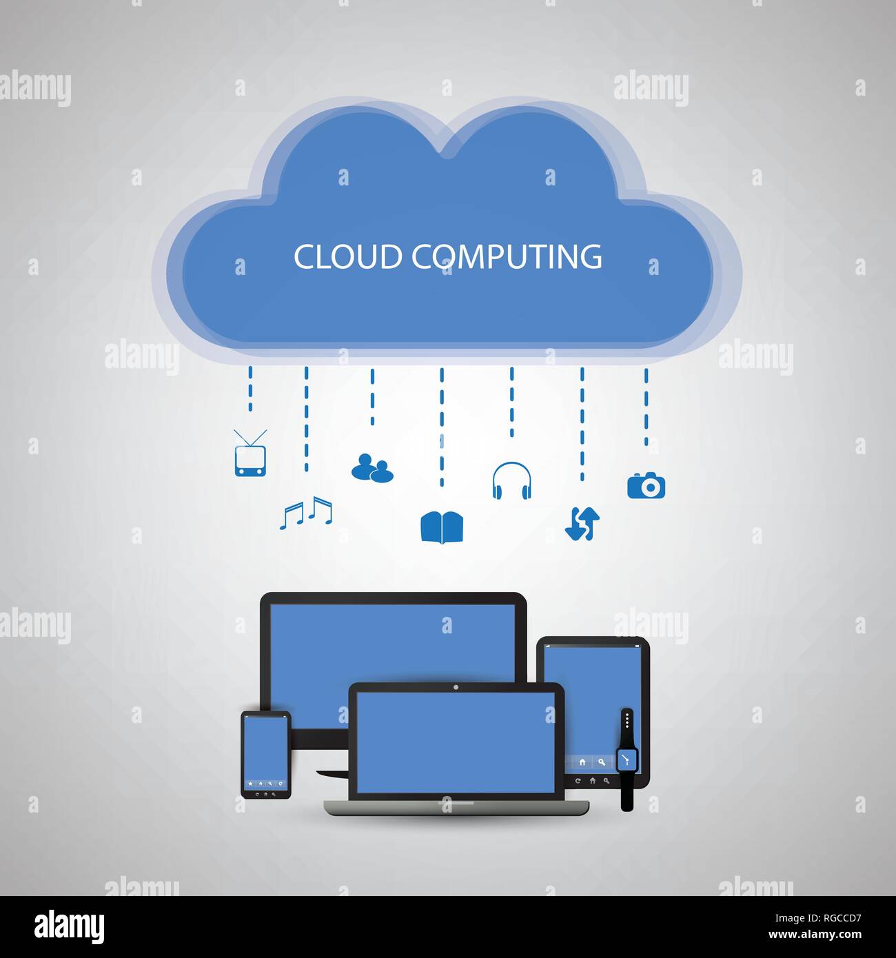 Abstract Modern Blue Cloud Computing, Technology, Digital Communication ...