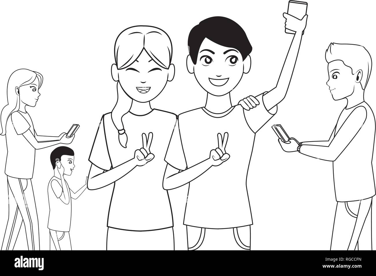 group of friends cartoon Stock Vector Image & Art - Alamy