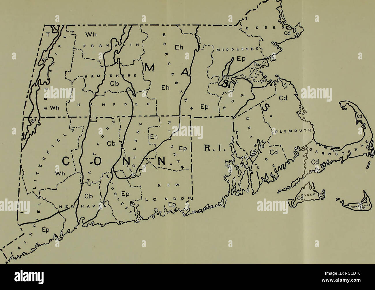 Western New England Map Bulletin Of The U.s. Department Of Agriculture. Agriculture; Agriculture.  Bv Wh Cb Eh Ep Fb Taconic Berkshire Western Highlands Conn.valley Basin  Eastern Highlands Eastern &Amp;Southeastern Coastal District  Framingham-Boston . Mountains Valley