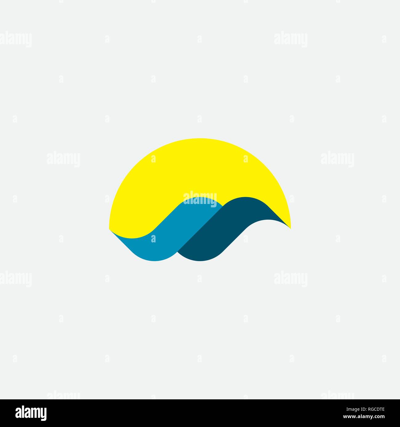 tourism logo icon water wave sun vector Stock Vector