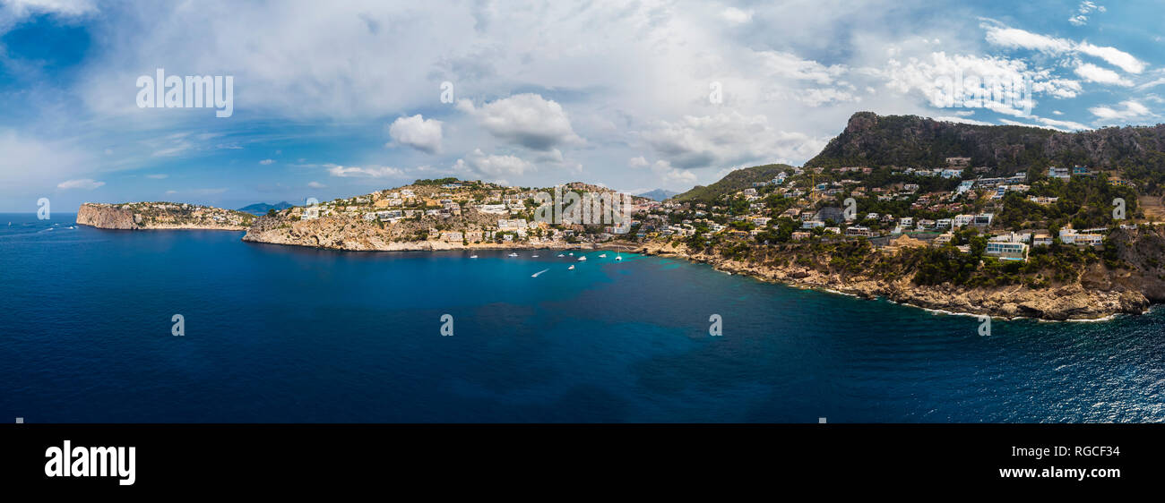 Spain, Mallorca, Aerial view of Cala LLamp Stock Photo