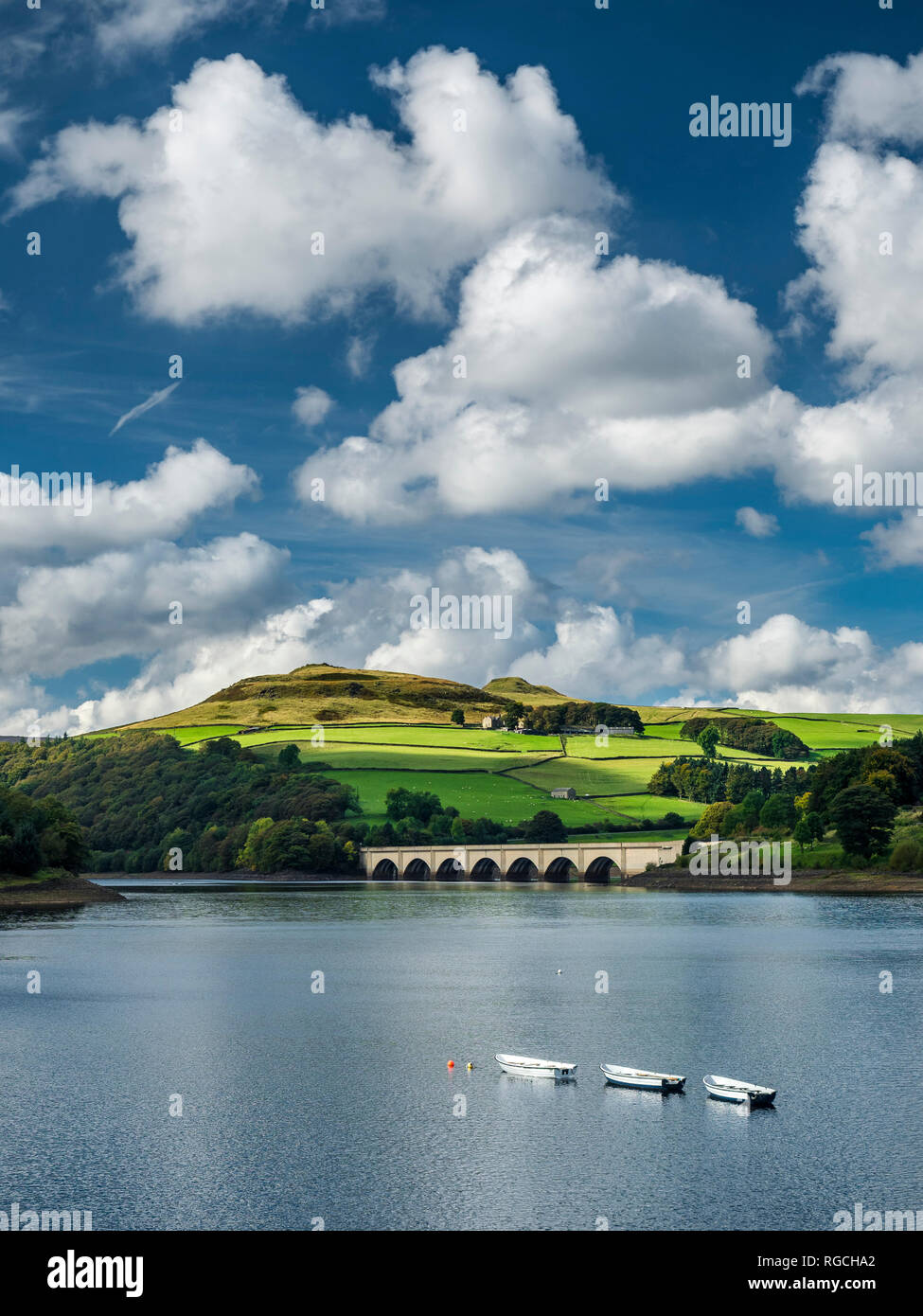 Great Britain, England, Derbyshire, Peak District, Ladybower Reservoir, Derwent Valley Aqueduct Stock Photo