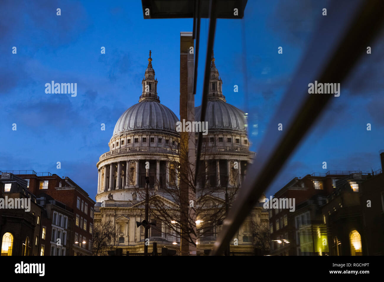United Kingdom, England, London, St Paul's Cathedral at blue hour Stock Photo