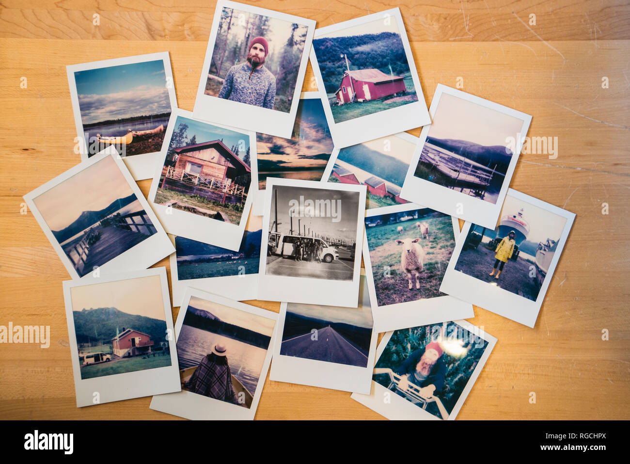 Collection of travel instant photos Stock Photo