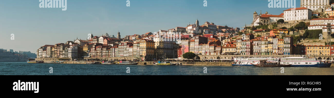 Portugal, Porto, Panoramic view of old town 'Ribeira' Stock Photo