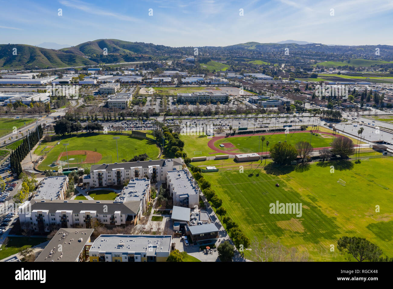 Aerial view of the Cal Poly Pomona campus, California Stock Photo