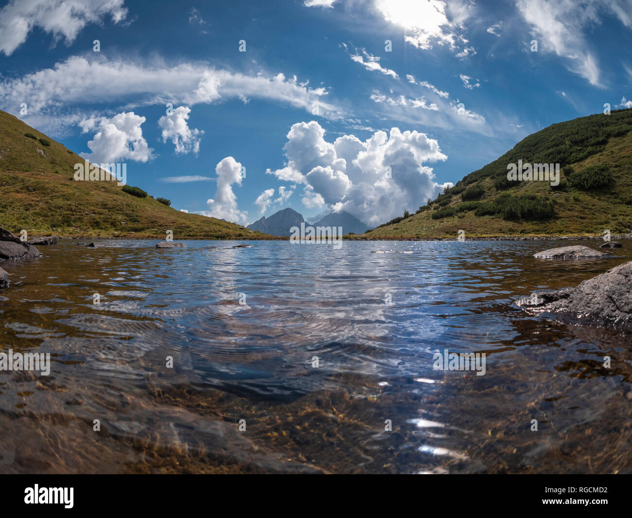 Italy, Lombardy, Bergamasque Alps, Mountain lake, Mount Camino Stock Photo