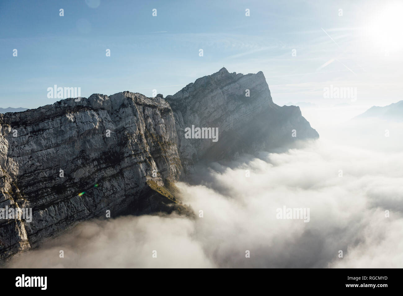 Switzerland, mountains and fog Stock Photo