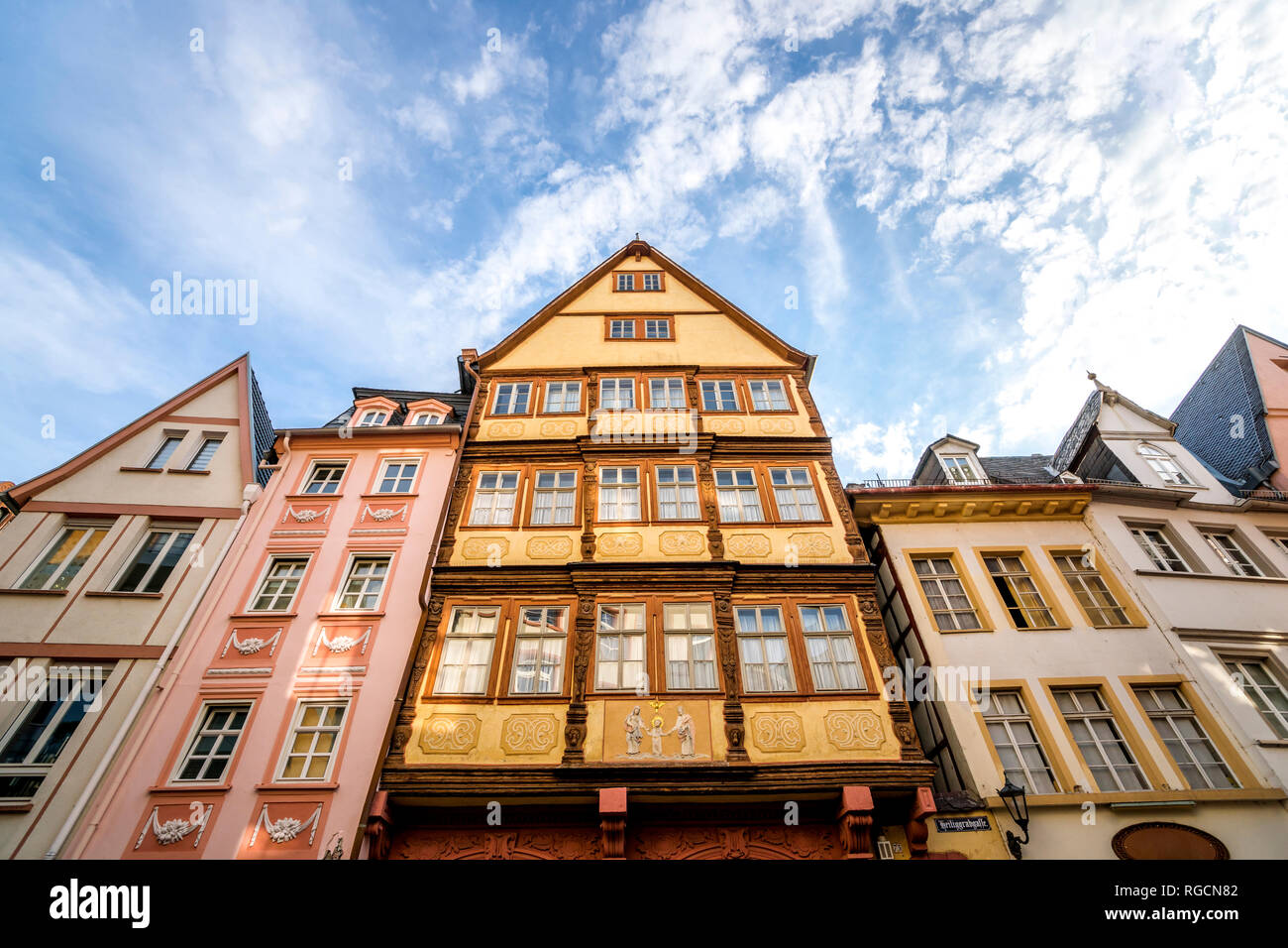 Germany, Rhineland-Palatinate, Mainz, Old town, half-timbered houses Stock Photo