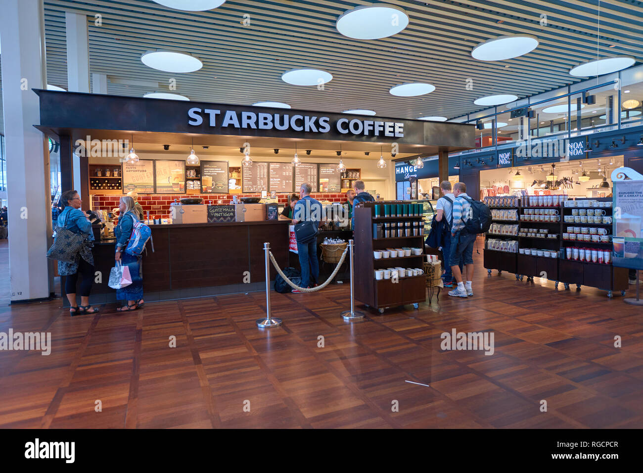 COPENHAGEN, DENMARK CIRCA SEPTEMBER, 2014 Starbucks coffee shop at Copenhagen Airport
