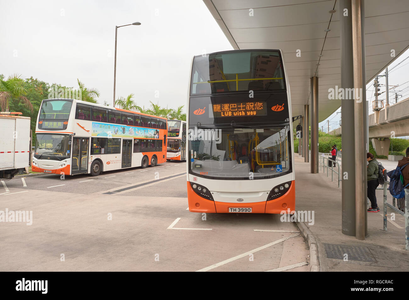 HONG KONG - CIRCA DECEMBER, 2015: a double-decker bus at Hong Kong Airport  Bus Terminus Stock Photo - Alamy