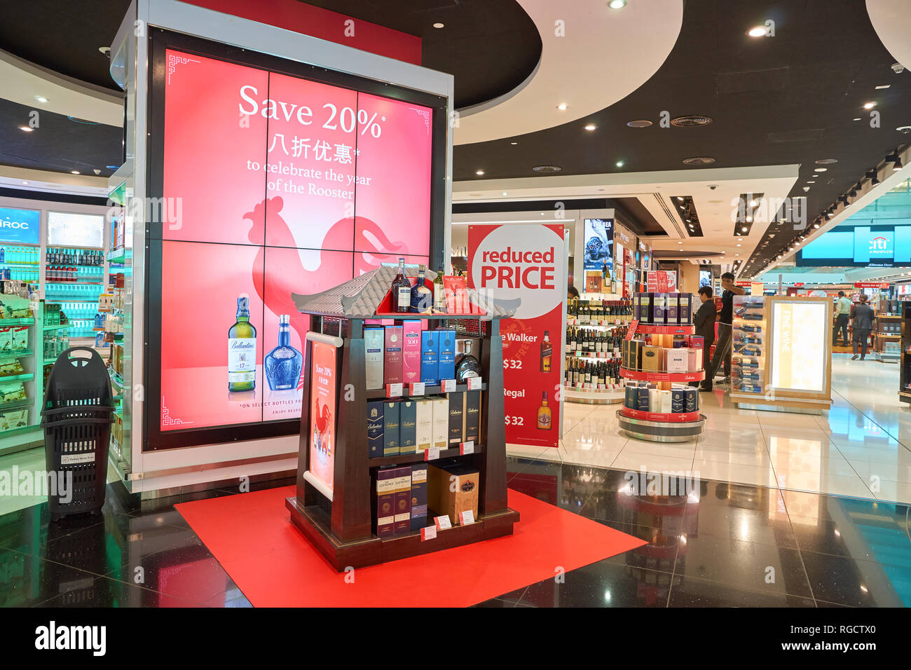 DUBAI, UAE CIRCA JANUARY, 2017 alcohol products on display in duty