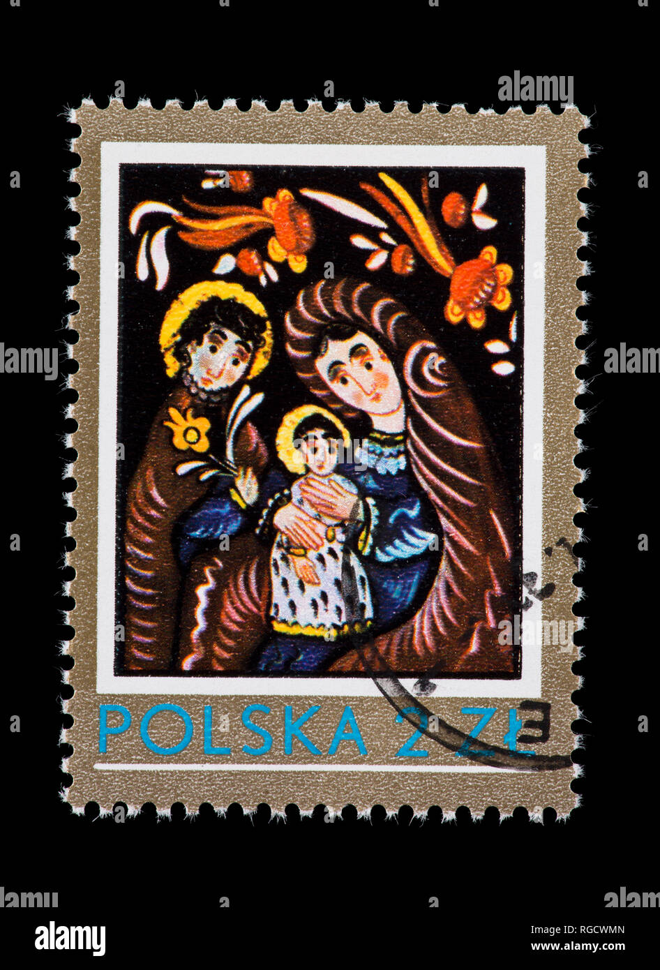 Postage stamp from Poland depicting the Holy Family, issued for