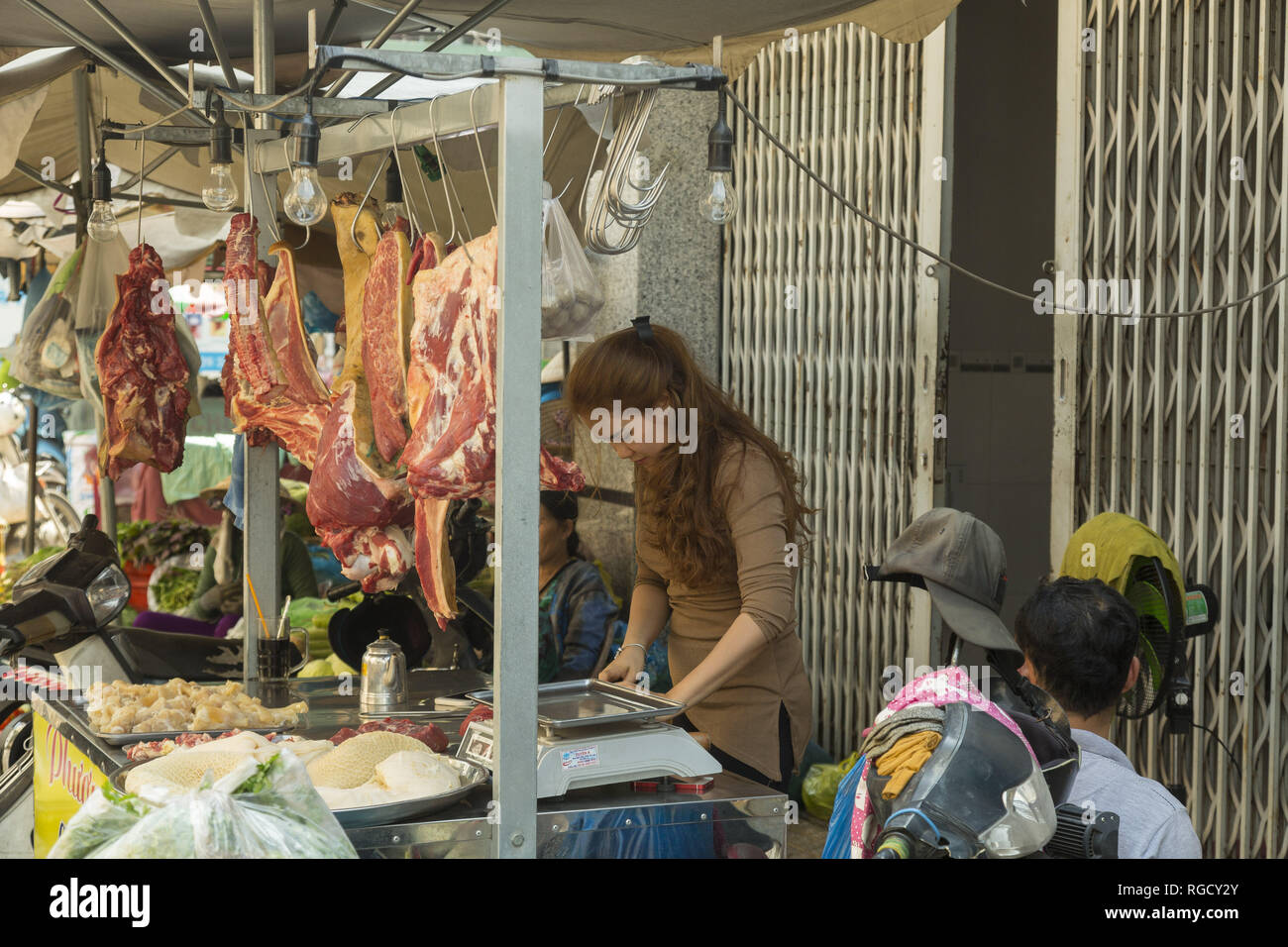 Street market in Ho Chi MInh city in Vietnam Stock Photo