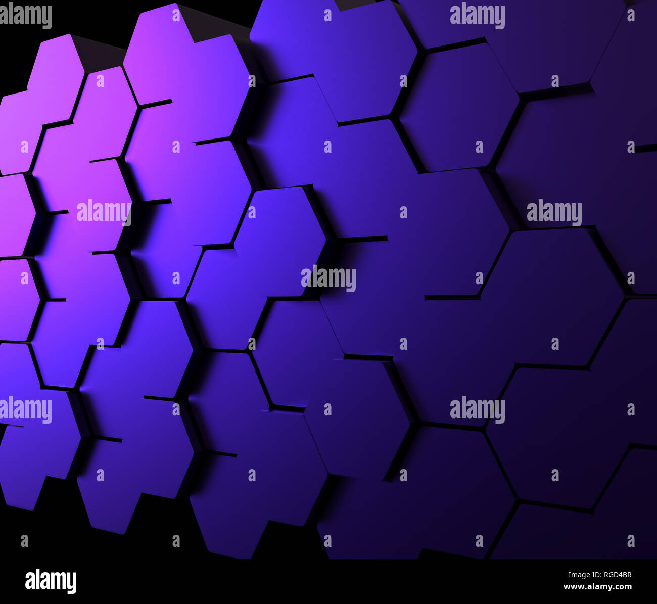 Abstract purple and blue retro neon hexagonal background. Futuristic