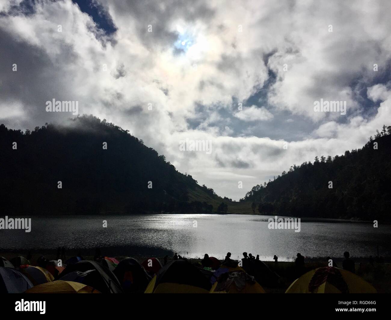 Mount Semeru Hiking Stock Photo