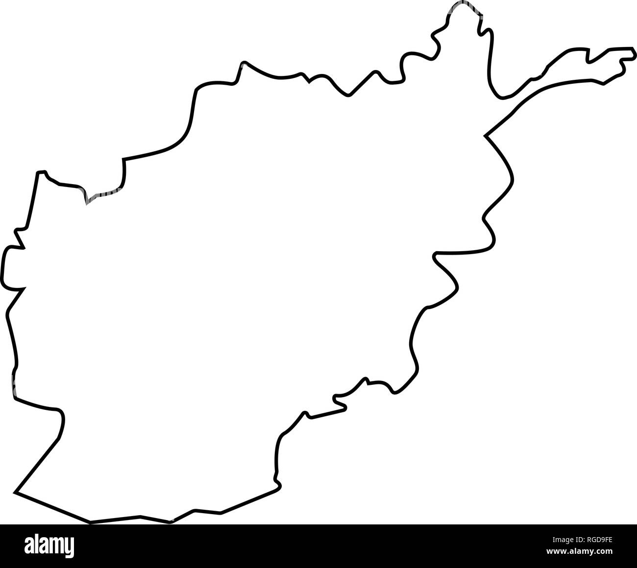 Map of Afghanistan - outline. Silhouette of Afghanistan map vector illustration Stock Vector