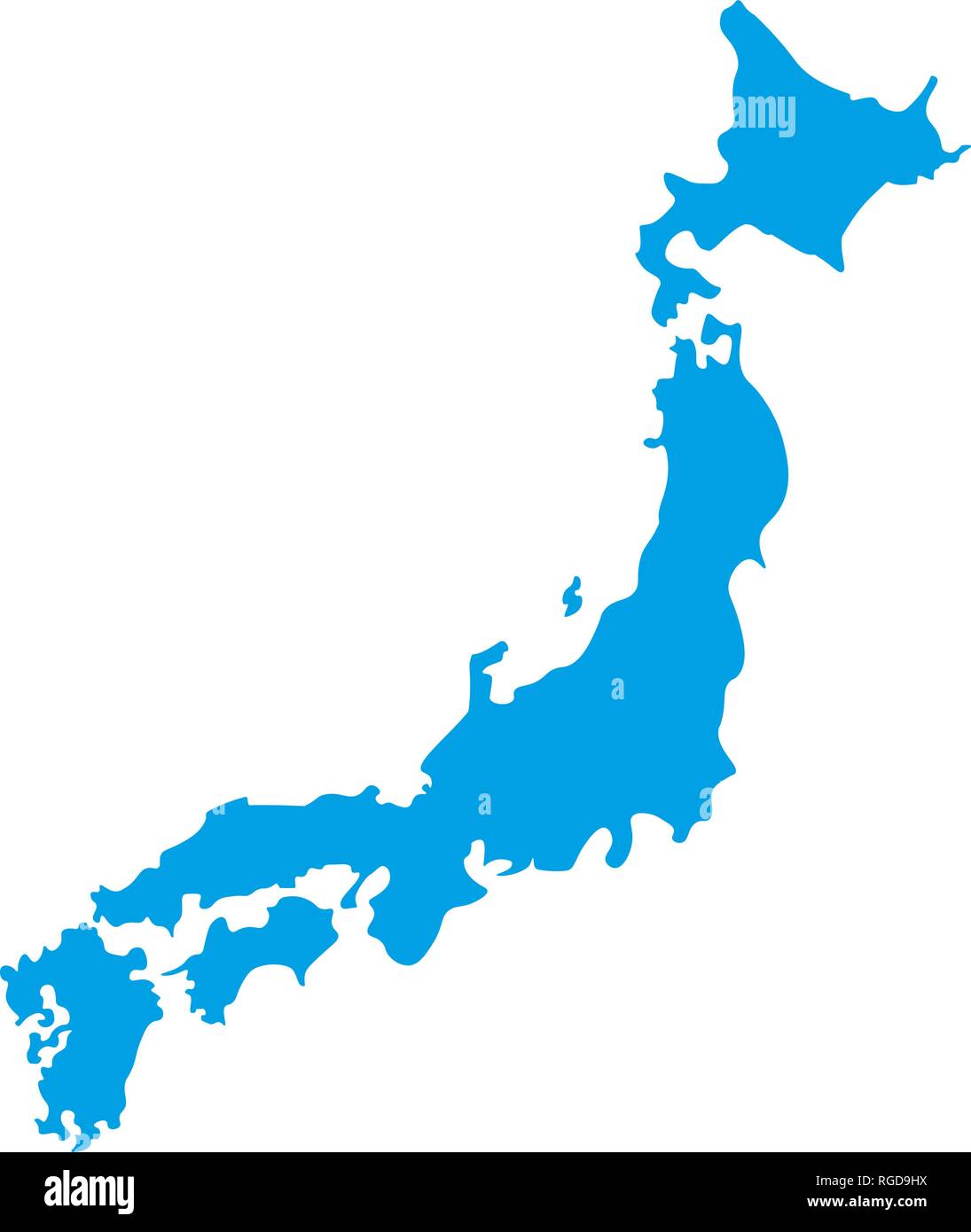 Map of Japan - outline. Silhouette of Japan map vector illustration Stock Vector