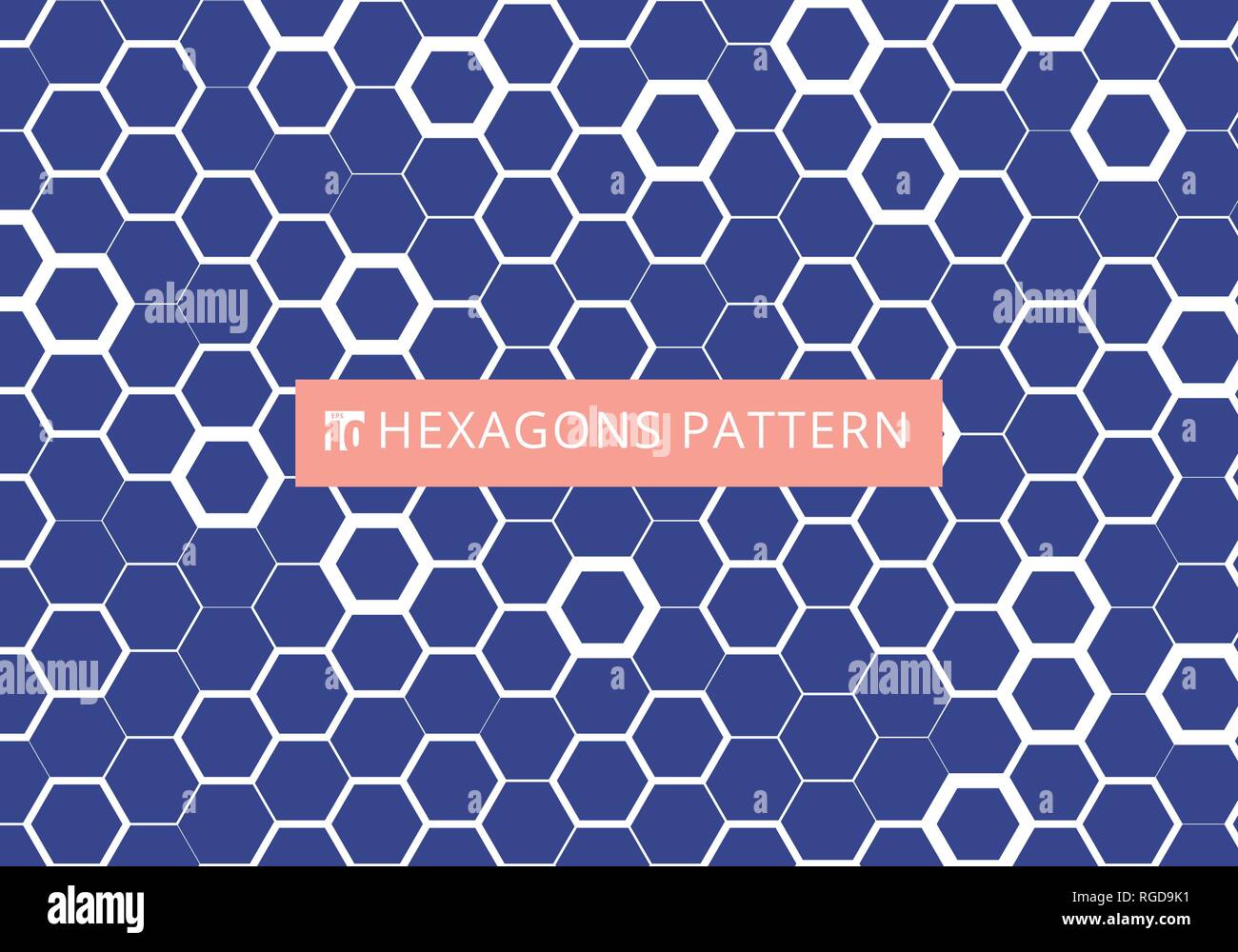 Abstract white hexagonal pattern on blue background. Honeycomb design ...