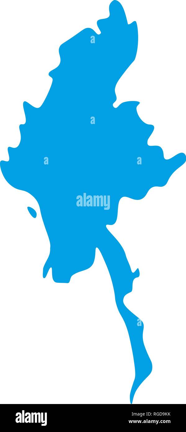 Map of Myanmar - outline. Silhouette of Myanmar map vector illustration Stock Vector