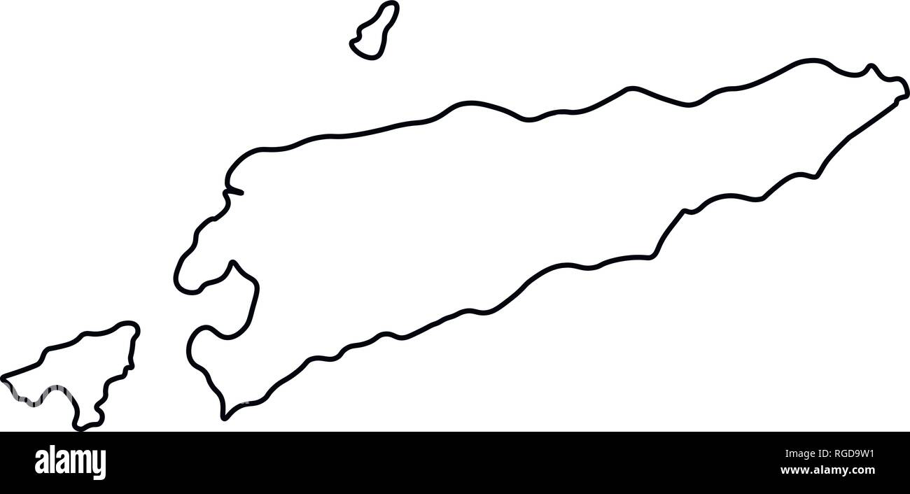 Map of Timor-Leste - outline. Silhouette of Timor-Leste map vector illustration Stock Vector