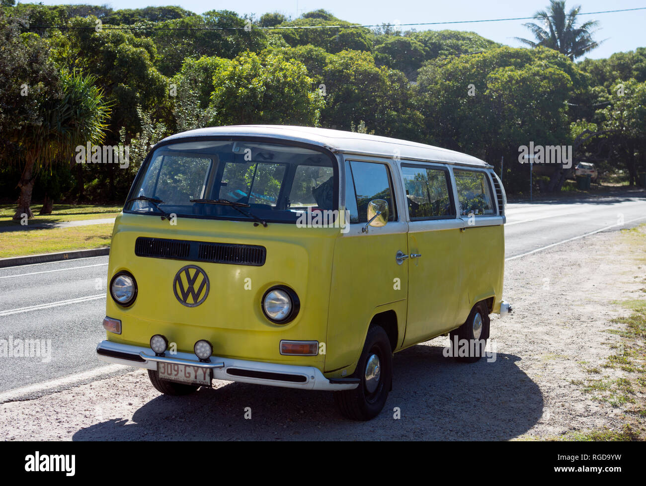 VW campervan at Point Lookout, North Stradbroke Island, Queensland, Australia Stock Photo