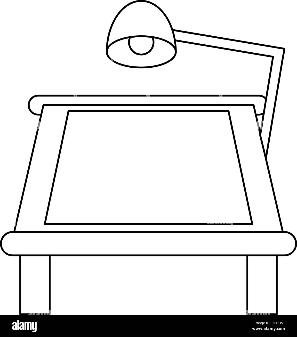 drawing table with desk light black and white Stock Vector Image & Art