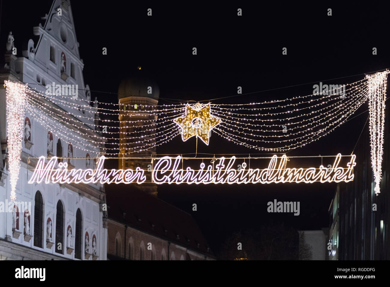 Germany, Munich, entrance of Christkindlmarkt Stock Photo