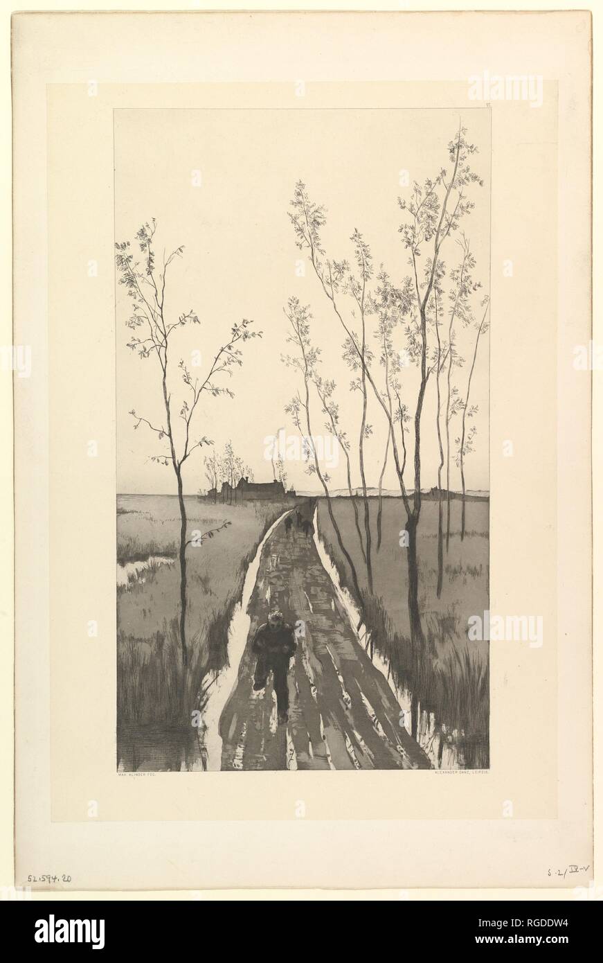 Verfolgung, from the series Radierte Skizzen. Artist: Max Klinger (German, Leipzig 1857-1920 Großjena). Dimensions: Plate: 15 15/16 × 11 1/8 in. (40.5 × 28.2 cm)  Sheet: 19 in. × 12 9/16 in. (48.2 × 31.9 cm). Date: n.d.. Museum: Metropolitan Museum of Art, New York, USA. Stock Photo