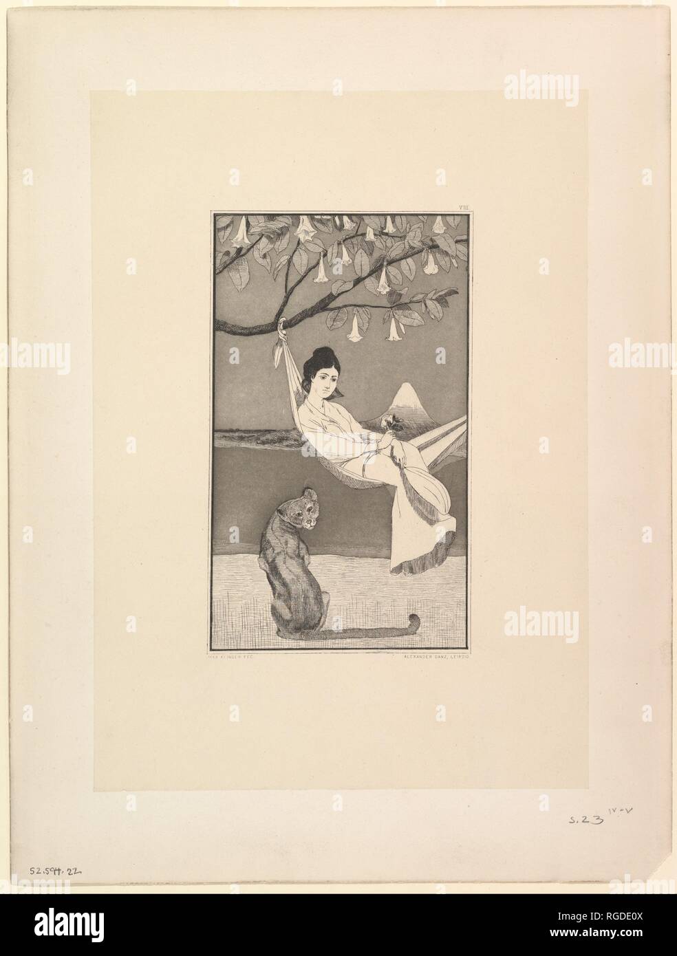 Siesta II (from the series Etched Sketches). Artist: Max Klinger (German, Leipzig 1857-1920 Großjena). Dimensions: Sheet: 15 7/8 × 12 1/16 in. (40.4 × 30.6 cm). Date: 1879. Museum: Metropolitan Museum of Art, New York, USA. Stock Photo