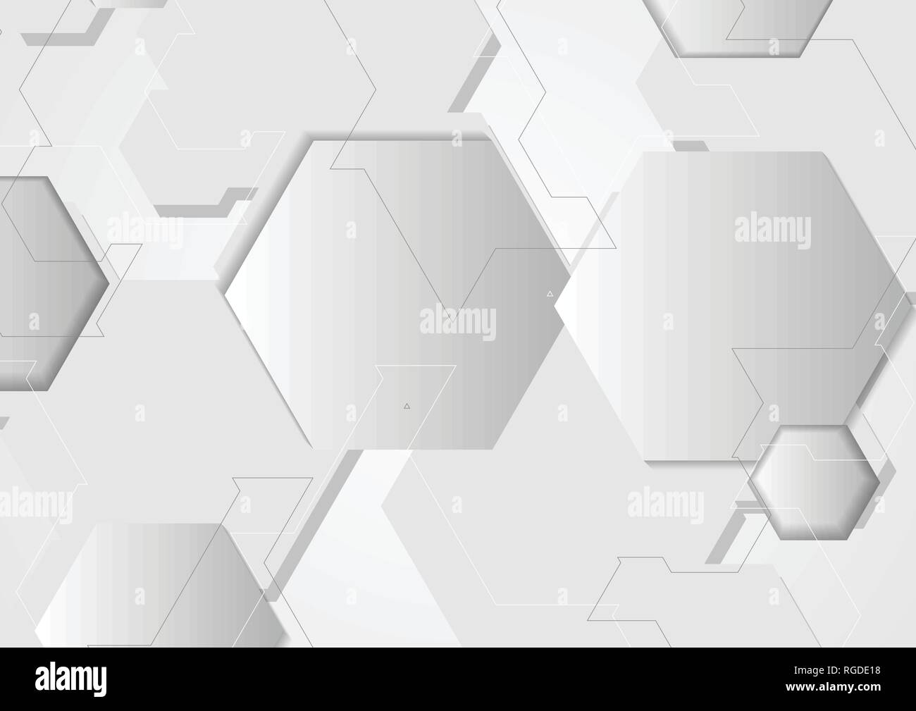 Abstract grey minimal tech hexagons background. Geometric vector design ...