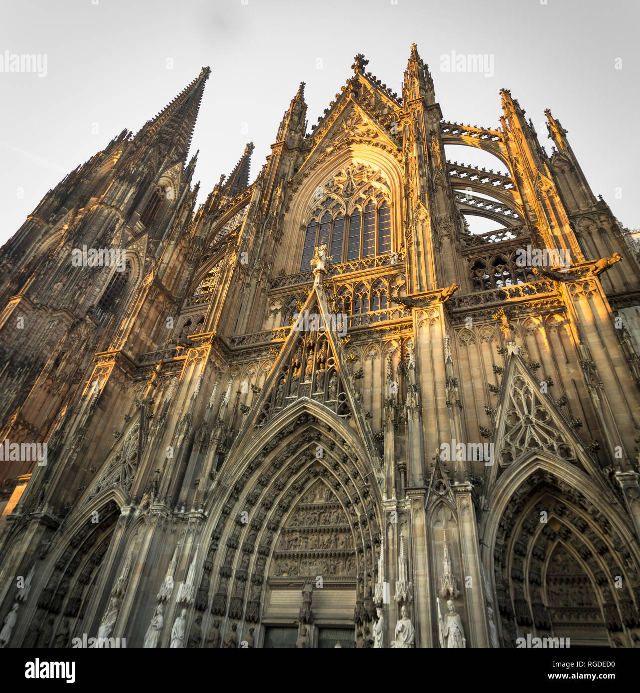 Germany, Cologne, view of Southern side of Cologne Cathredal by sunset Stock Photo