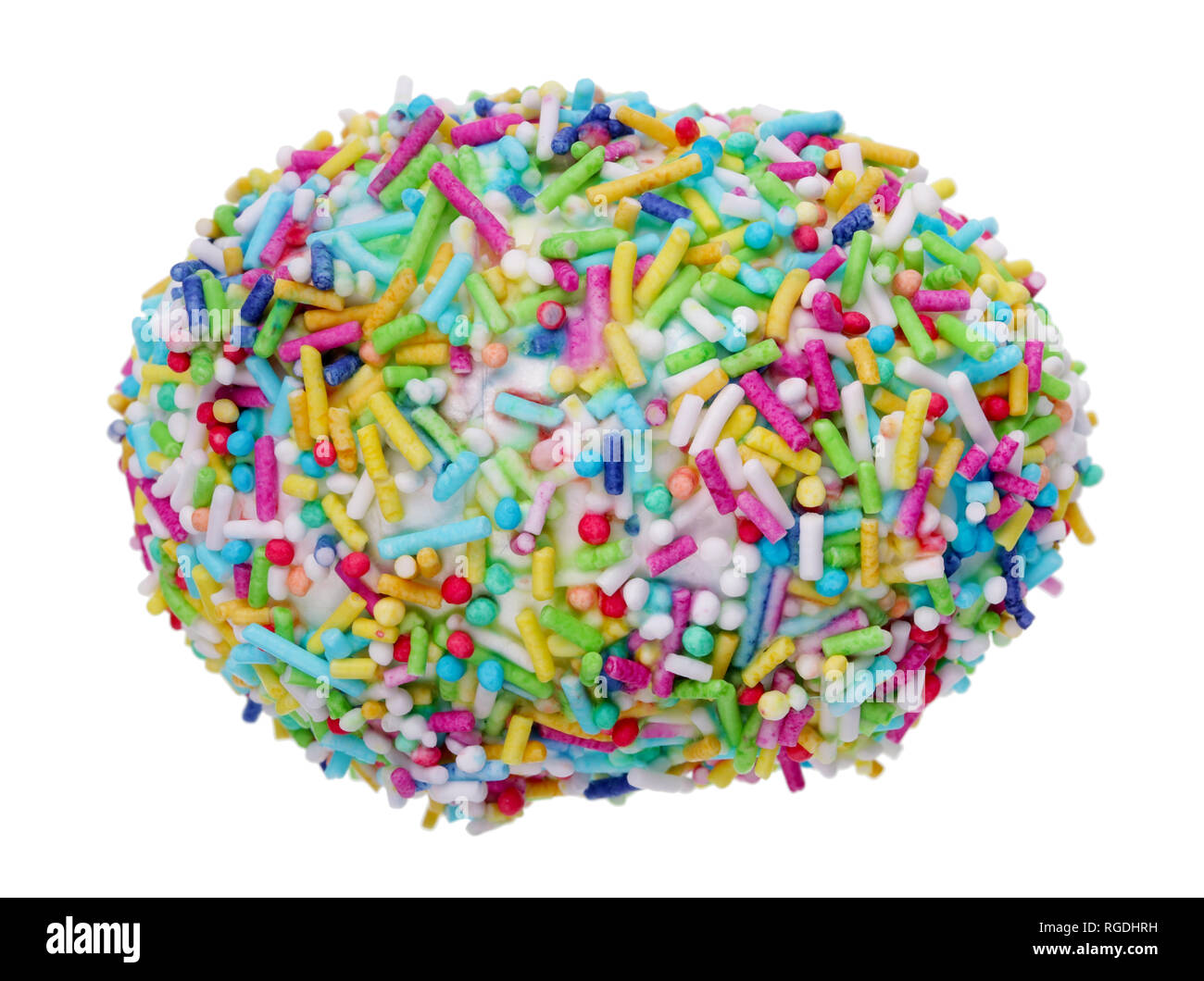 Easter homemade egg made from sugar sprinkles for cake decorating. Isolated  on white studio macro Stock Photo - Alamy