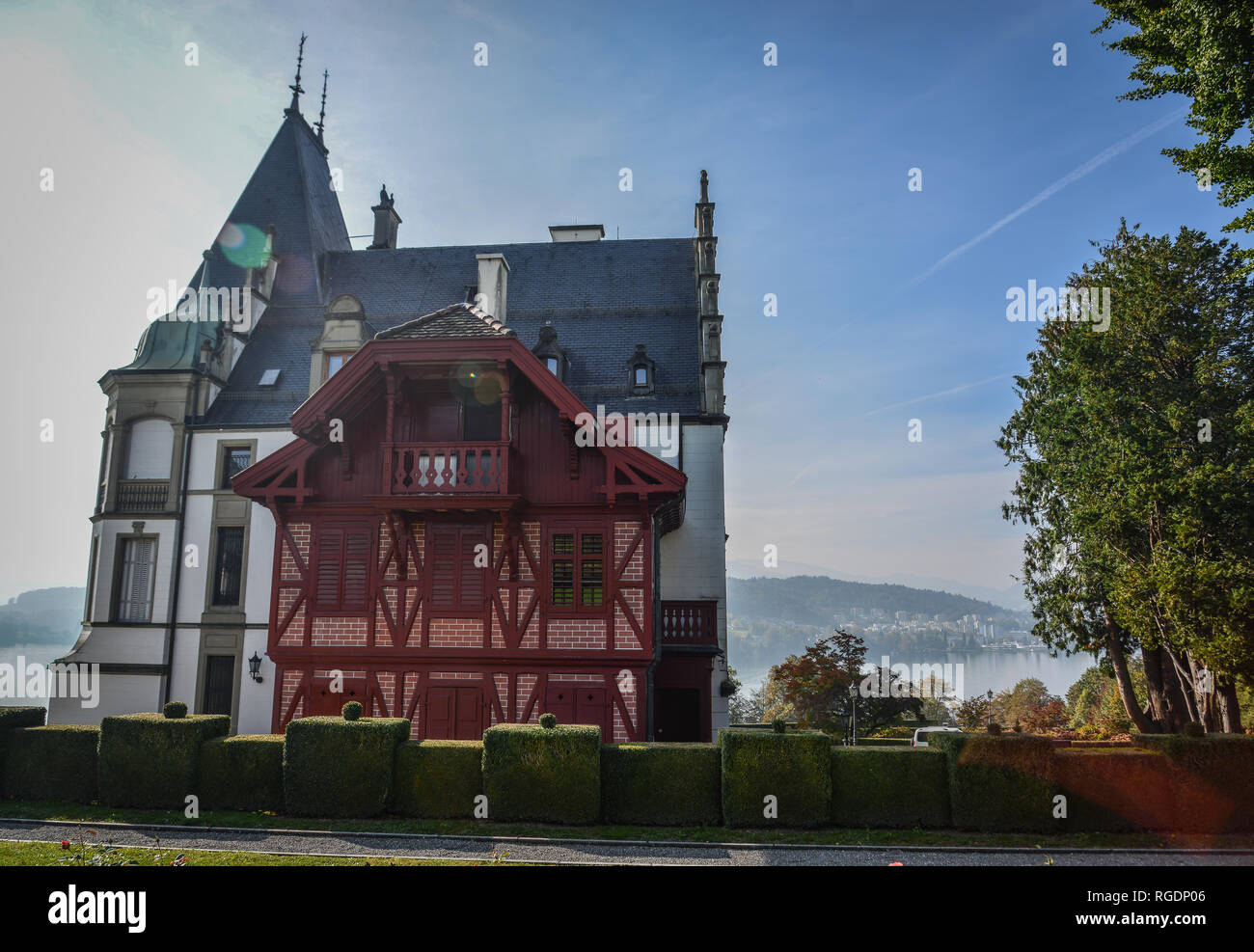 Lucerne, Switzerland - Oct 23, 2018. Meggenhorn Castle - a castle in Meggen near the Swiss city of Lucerne. Stock Photo