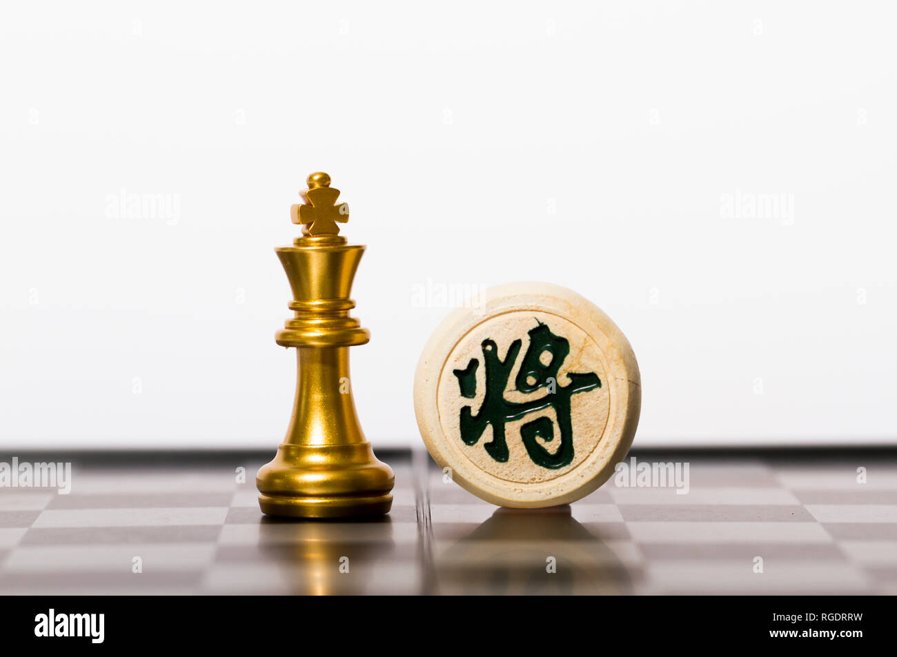 The game between Chinese chess and chess Stock Photo Alamy