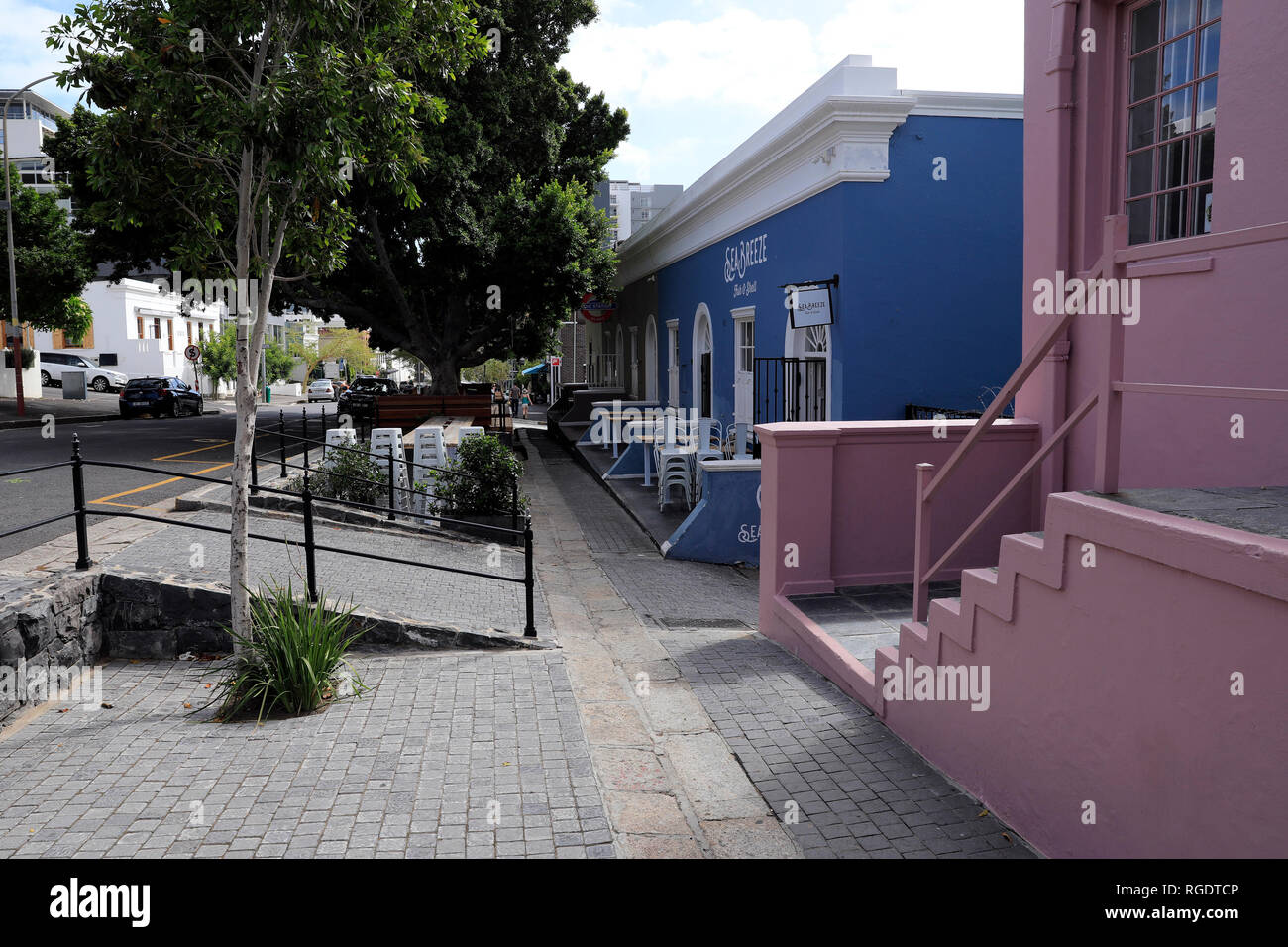 Row of restaurants in Bree Street, Cape Town , South Africa Stock Photo
