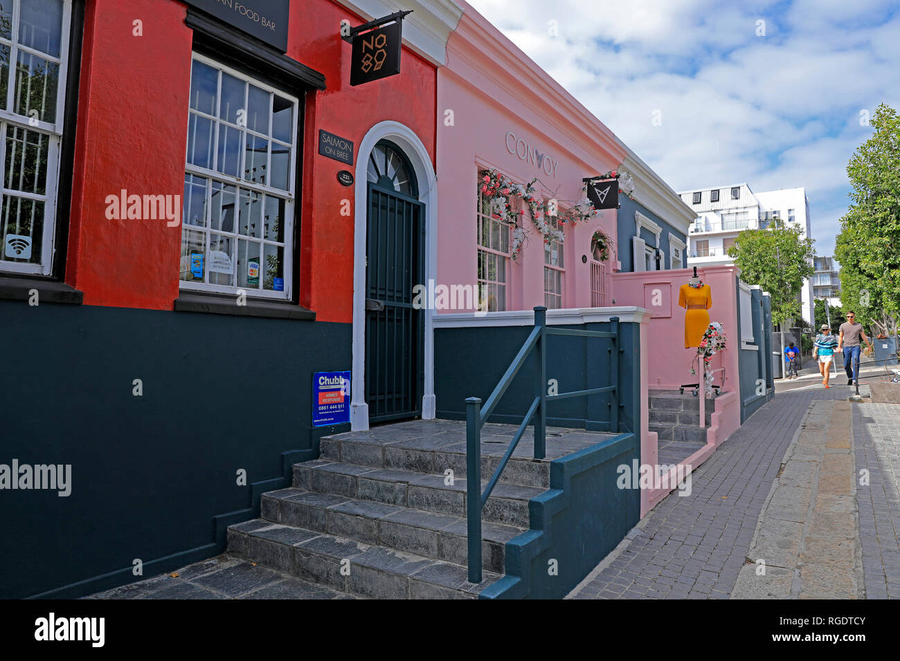 Row of restaurants in Bree Street, Cape Town , South Africa Stock Photo